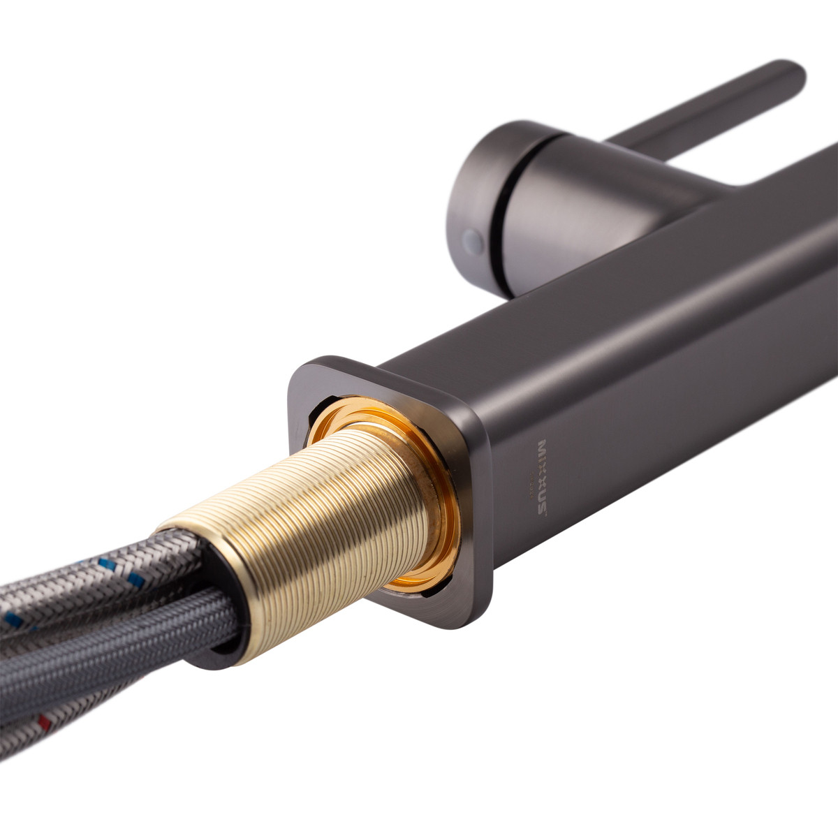 Змішувач для кухні MIXXUS PREMIUM HAMMER 014 з висувним виливом латунний графіт - Зображення 4