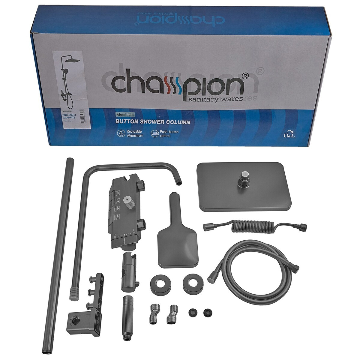 Душова колона Champion PBM-009-J Graphite зі змішувачем з кнопковим перемикачем, 4 режими - Зображення 4