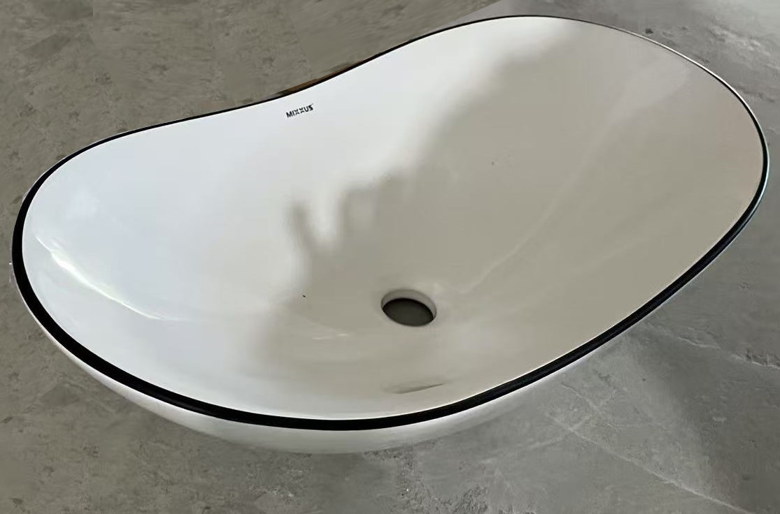 Раковина накладна Mixxus Premium WAVE-0105 EDGE BLACK 620х360х160mm - Зображення 4
