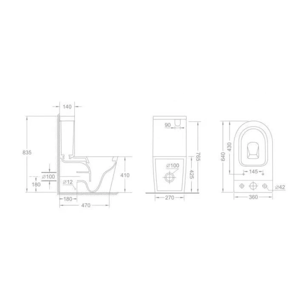 Унітаз-компакт Mixxus BEVEL-0403-T3 640×360×835 мм, система змиву TORNADO 3.0, білий - Зображення 4