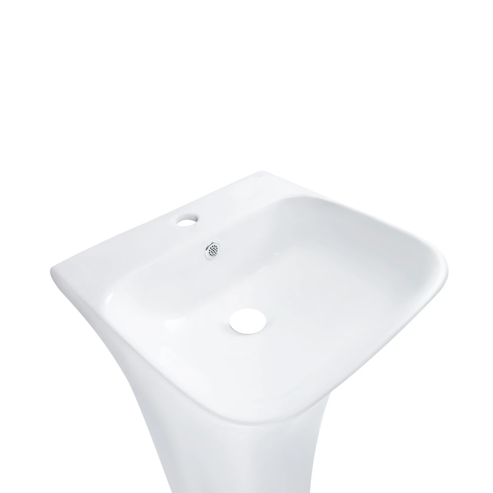 Раковина моноблок Mixxus BEVEL-1101 з отвором під змішувач та переливом 450х435х835mm - Зображення 3