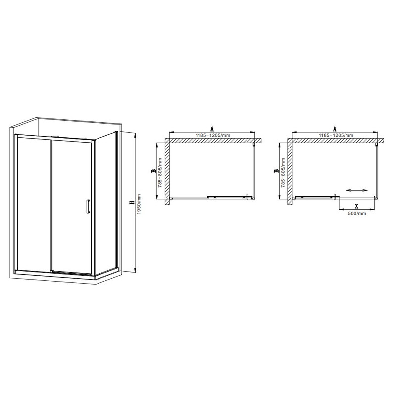 Душова кабіна без піддону Mixxus Premium DIVERSE SC03-120x80x195-TR Chrome прозоре скло 6мм - Зображення 5