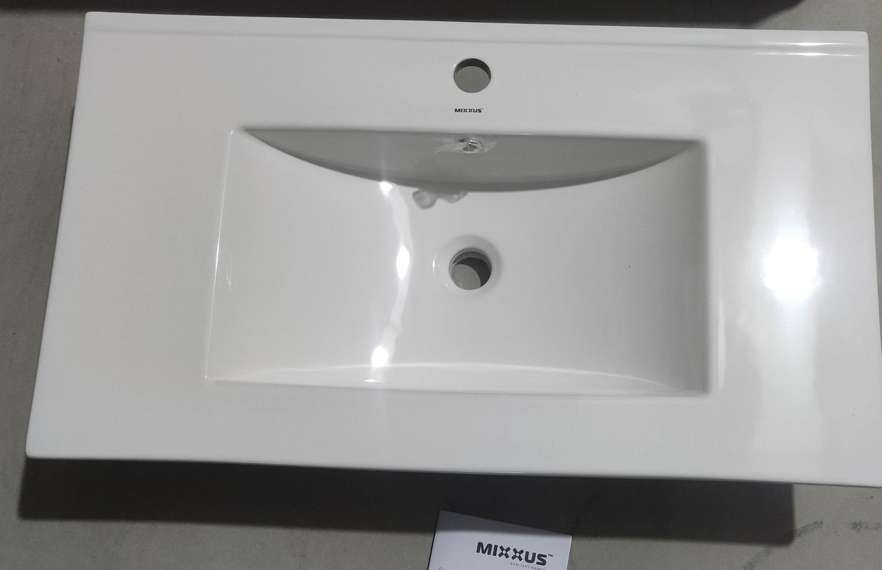Раковина меблева Mixxus Premium CUBIC-1503 810×460×170 мм з отвором під змішувач і переливом, білий - Зображення 7