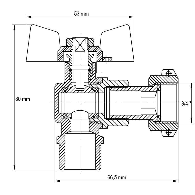 Кран з накидною гайкою 3/4" ГШМ кутовий KOER KR.221 - Зображення 2