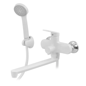 Змішувач для ванни Plamix Lucas-006 EURO SET White з шлангом, лійкою та кронштейном
