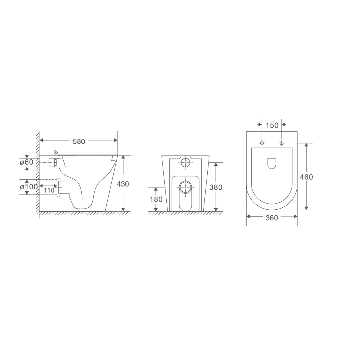 Унітаз підлоговий безбачковий MIXXUS PREMIUM BEVEL-0701-T1 580х365х430mm, система змиву TORNADO 1.0 - Зображення 3