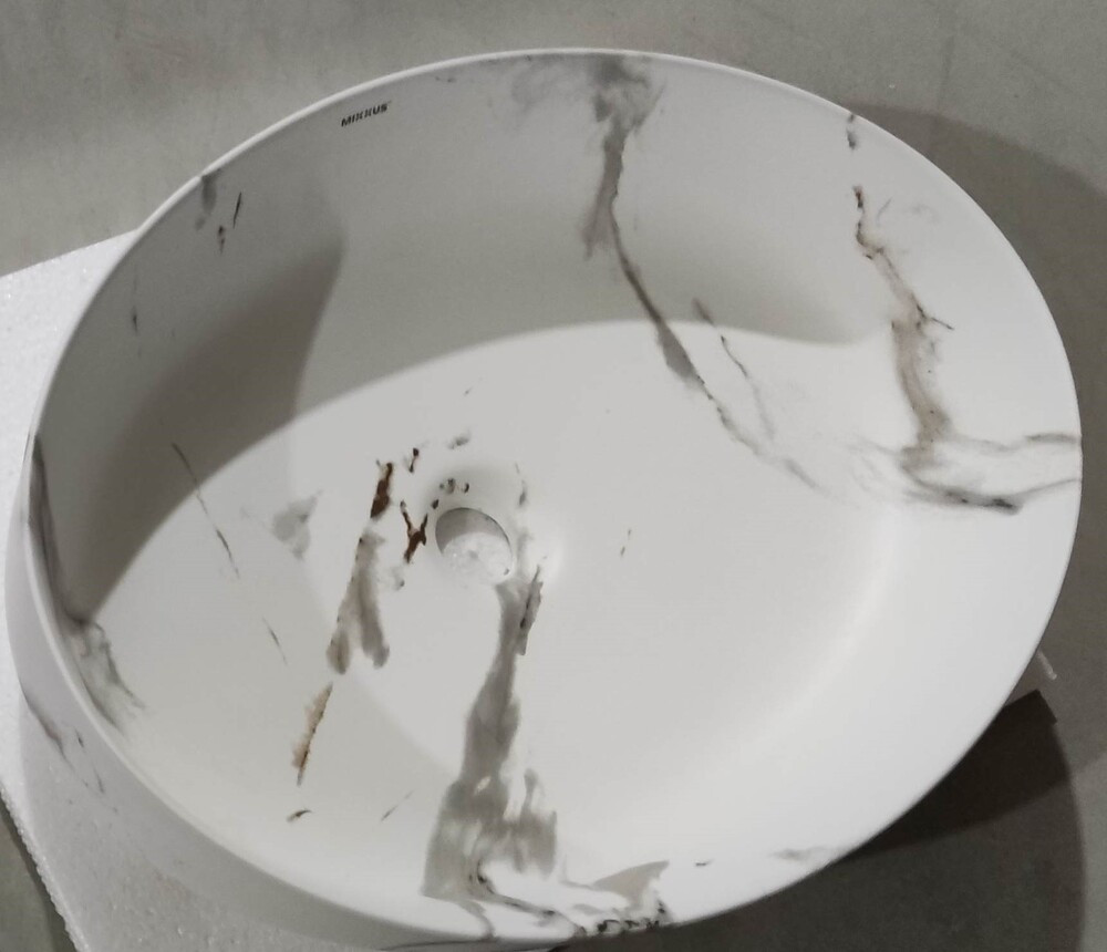 Раковина накладна MIXXUS PREMIUM ELLIPSE-0104 MARBLE 550х415х140mm - Зображення 7