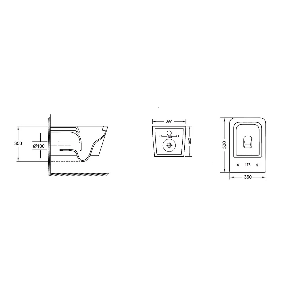 Унітаз підвісний Mixxus QUADRO-0304-R 520×360×365 мм, система змиву RIMLESS, білий - Зображення 10