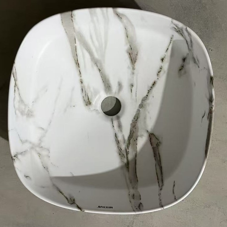 Раковина накладна Mixxus Premium DIVERSE-0104 MARBLE 370х370х135mm - Зображення 7