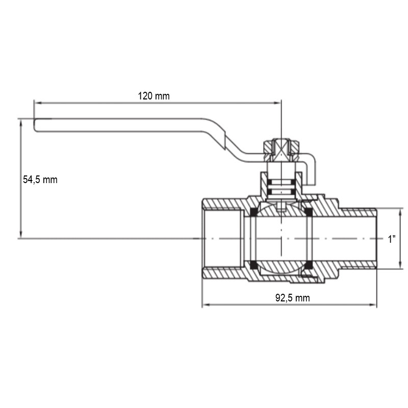 Кран кульовий KOER KG.205 - 1" FM ГШВ - Зображення 3
