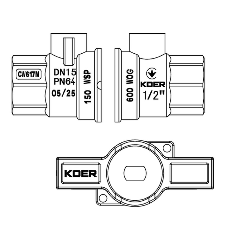 Кран кульовий ГШМ KOER Extreme KE.218-15 - 1/2" FM ручка "метелик" червона - Зображення 4
