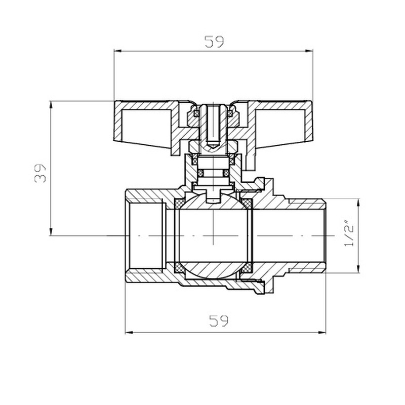 Кран кульовий ГШМ KOER Extreme KE.218-15 - 1/2" FM ручка "метелик" червона - Зображення 6