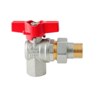 Кран з американкою кутовий KOER Extreme KE.228-15 - 1/2" ручка "метелик" червона