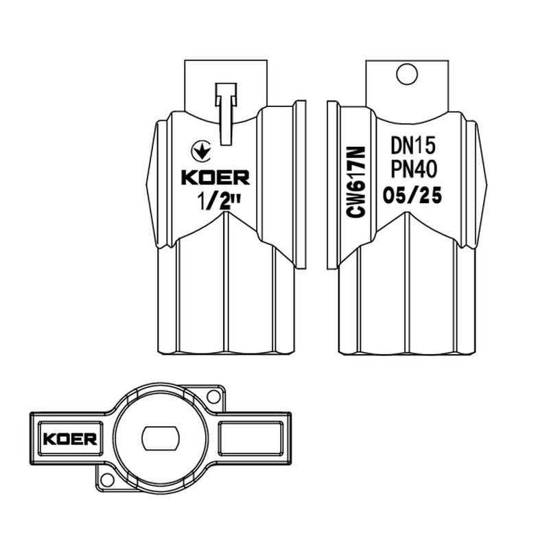 Кран з американкою кутовий KOER Extreme KE.228-15 - 1/2" ручка "метелик" червона - Зображення 3
