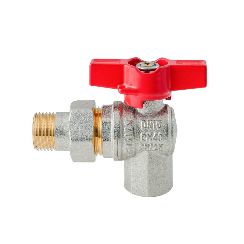 Кран з американкою кутовий KOER Extreme KE.228-15 - 1/2" ручка "метелик" червона - Зображення 6