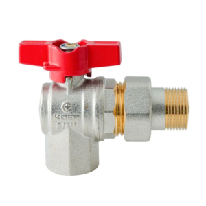 Кран з американкою кутовий KOER Extreme KE.228-20 - 3/4" ручка "метелик" червона