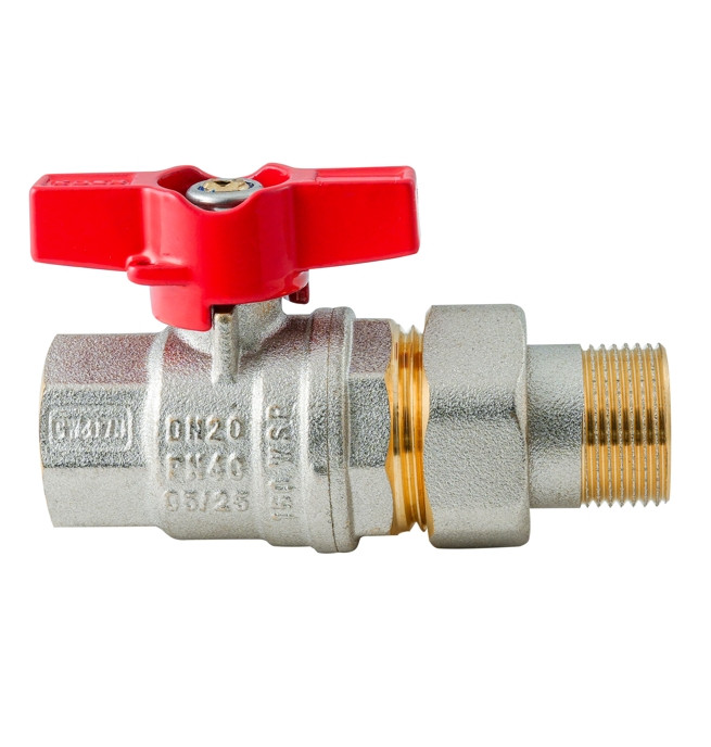 Кран з американкою KOER Extreme KE.227-20 - 3/4" ручка "метелик" червона - Зображення 5