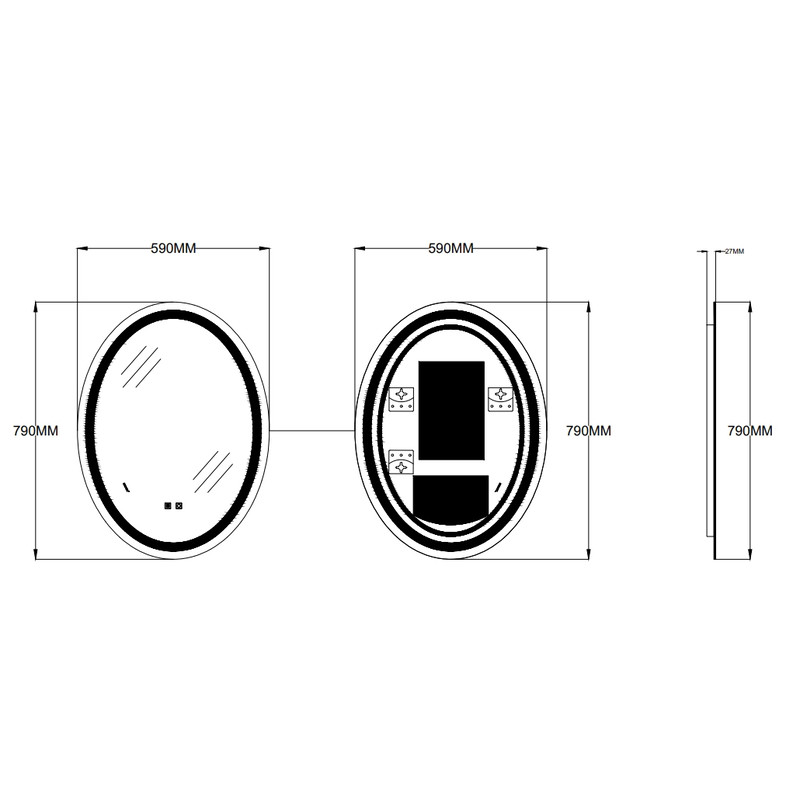 Дзеркало Zerix Fusion MV01-60x80-REVERSE з LED Touch, Anti-fog, димером, регулятором яскравості - Зображення 4