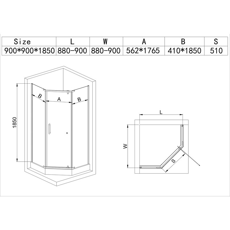 Душова кабіна з низьким піддоном Mixxus LINES SCT01-90x90x198-TR CHROME прозоре скло 6мм NEW - Зображення 9