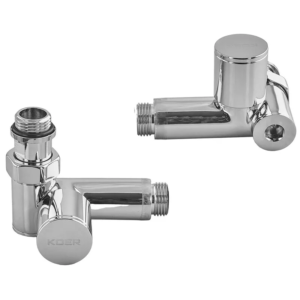 Комплект кранів для рушникосушки кутовий KOER KR.SET.551 - M1/2''xM1/2'' під ТЕН хромований