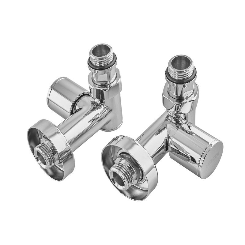 Комплект кранів для рушникосушки кутовий KOER KR.SET.551 - M1/2''xM1/2'' під ТЕН хромований - Зображення 3