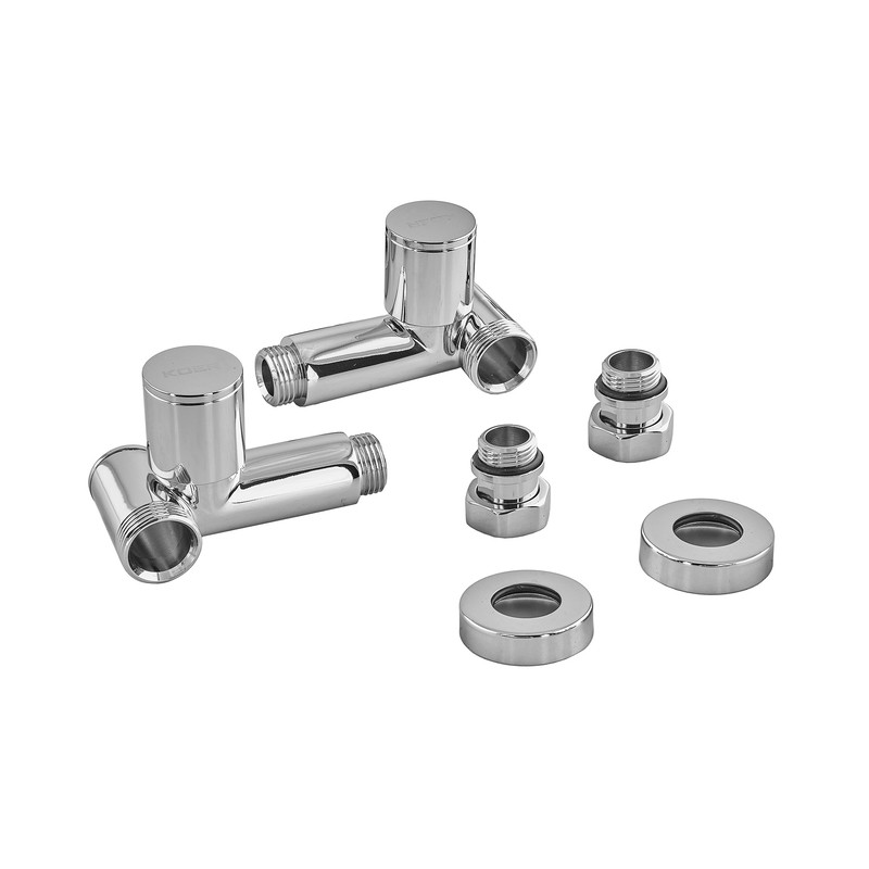 Комплект кранів для рушникосушки кутовий KOER KR.SET.551 - M1/2''xM1/2'' під ТЕН хромований - Зображення 4