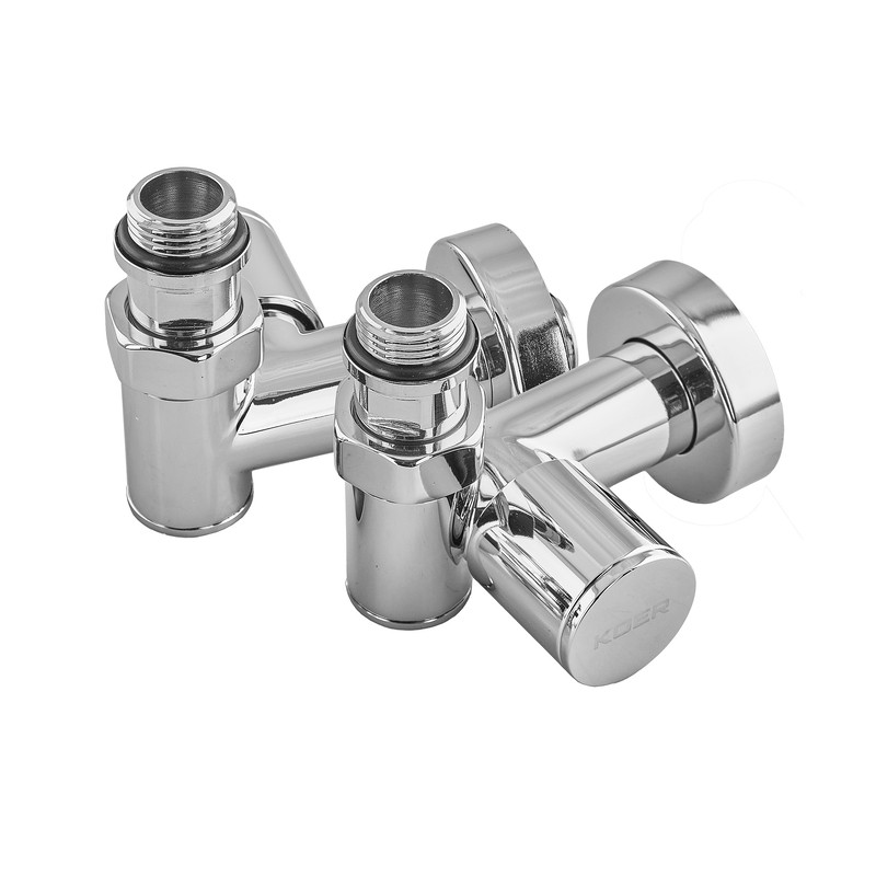 Комплект кранів для рушникосушки кутовий KOER KR.SET.551 - M1/2''xM1/2'' під ТЕН хромований - Зображення 5