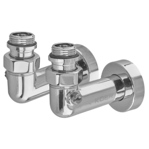 Комплект кранів для рушникосушки кутовий KOER KR.SET.550 - M1/2''xM1/2'' запірний, хромований
