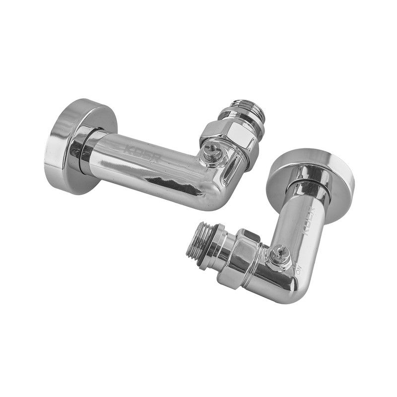 Комплект кранів для рушникосушки кутовий KOER KR.SET.550 - M1/2''xM1/2'' запірний, хромований - Зображення 2
