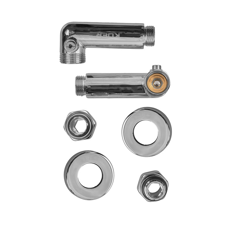 Комплект кранів для рушникосушки кутовий KOER KR.SET.550 - M1/2''xM1/2'' запірний, хромований - Зображення 4