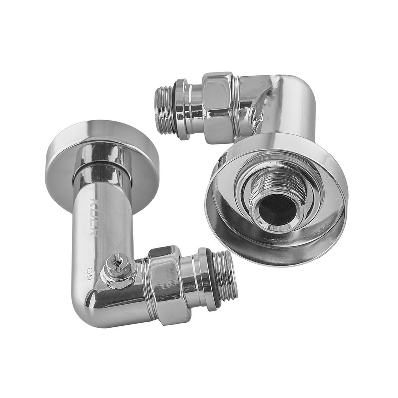 Комплект кранів для рушникосушки кутовий KOER KR.SET.550 - M1/2''xM1/2'' запірний, хромований - Зображення 5
