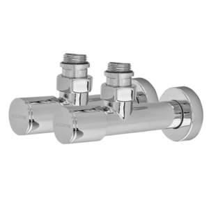 Комплект кранів для рушникосушки кутовий KOER KR.SET.533 - M1/2''xM1/2'' подовжений, хромований