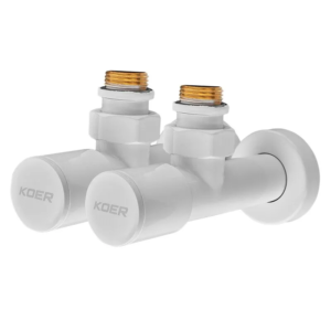 Комплект кранів для рушникосушки кутовий KOER KR.SET.534 WHITE - M1/2''xM1/2'' подовжений
