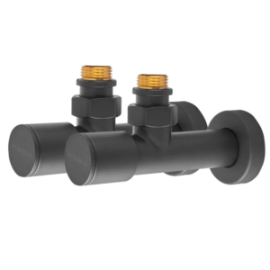 Комплект кранів для рушникосушки кутовий KOER KR.SET.535 BLACK - M1/2''xM1/2'' подовжений