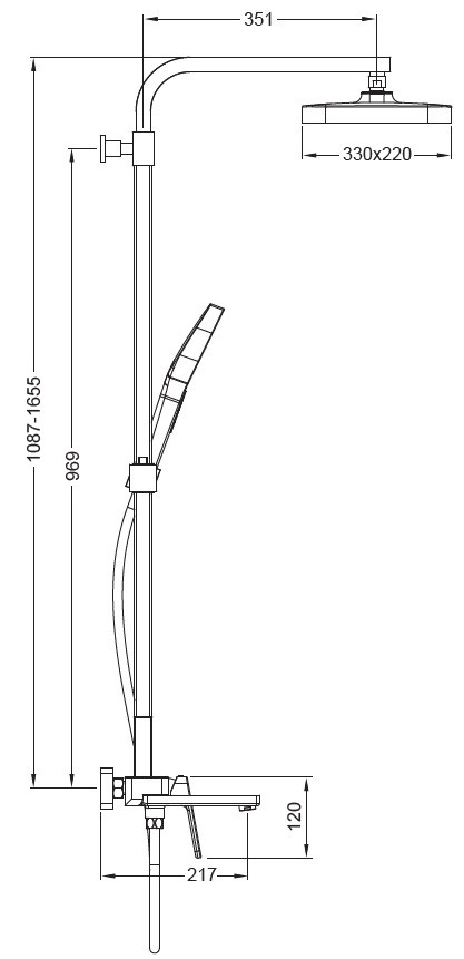 Душова колона зі змішувачем KOER KB-56031-05, 3 функції (Колір чорний) - Зображення 3