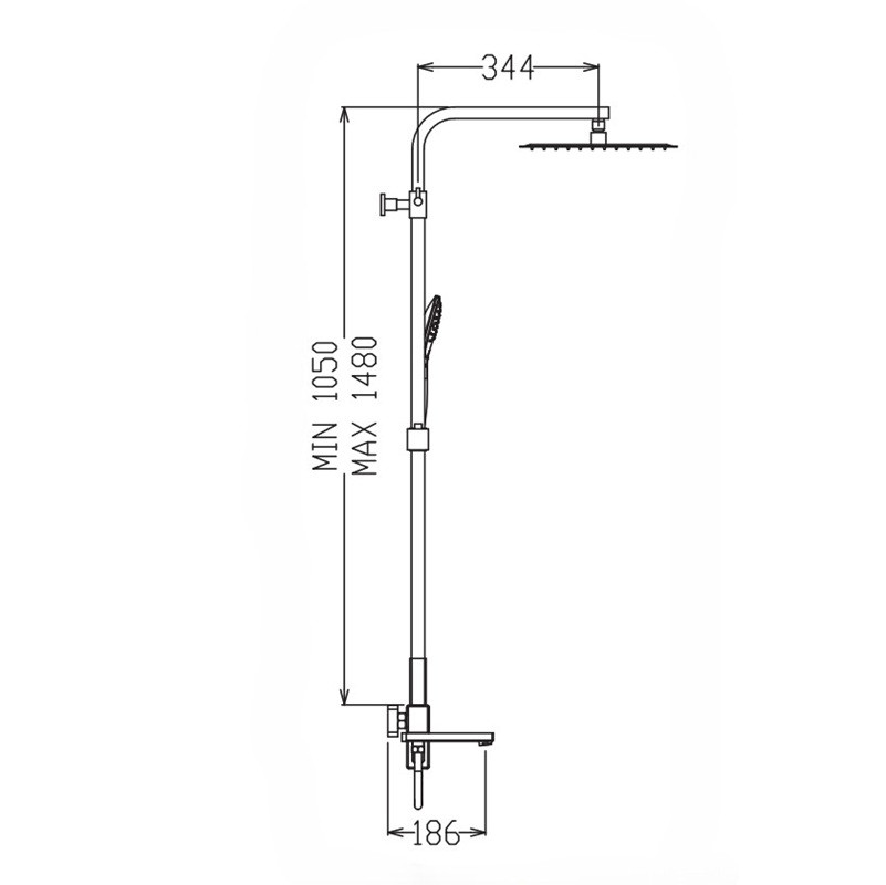 Душова колона зі змішувачем KOER KB-56009-07, 3 функціі (Колір графіт) - Зображення 2