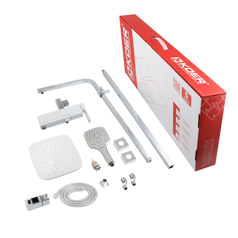 Душова колона зі змішувачем KOER KB-56009-04, 3 функціі (Колір хром+білий) - Зображення 4